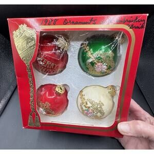 Vintage Victoria Collection Christmas Ornaments Heavy Gold Glitter